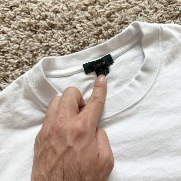 J. Crew Men's White Relaxed Premium-Weight Cotton Short Sleeve T-Shirt Size M - Picture 2 of 8